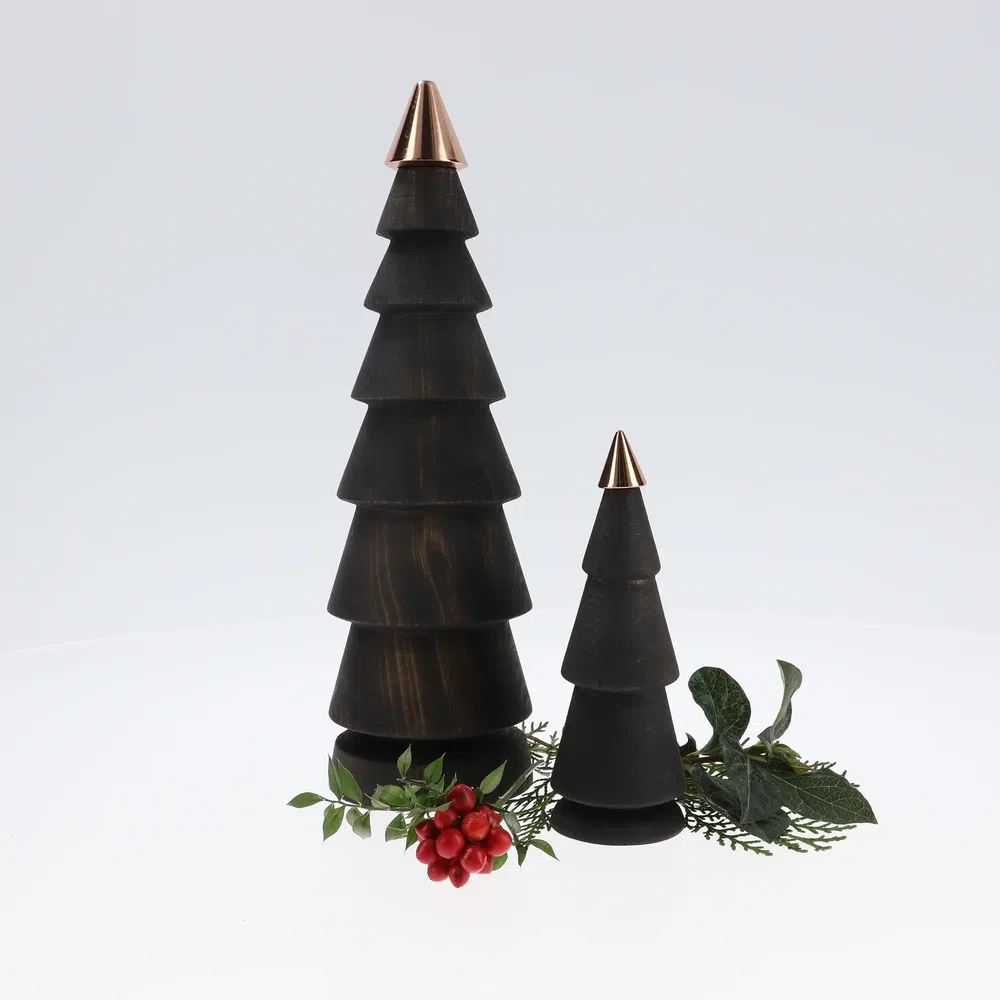 FIR Yılbaşı Ağacı Seti İkili Set Bronz Başlıklı, Siyah, Sedir